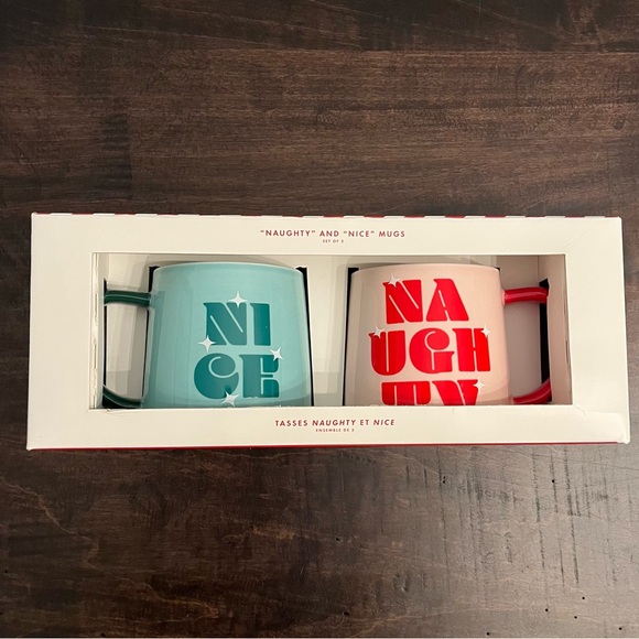 Naughty and Nice Mugs - Indigo Holiday Mug Set - New in box. - Picture 1 of 4